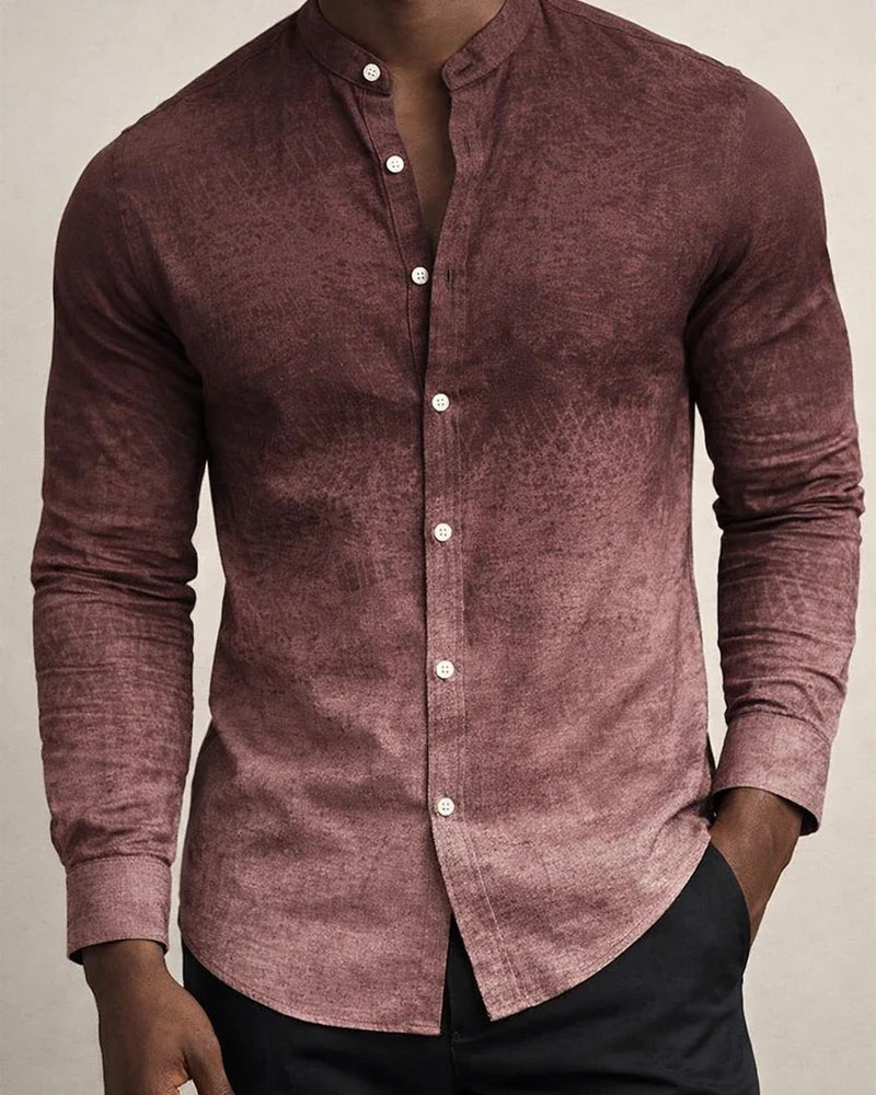 Spring and Fall Gradient Men's Casual Long-sleeved Collar Shirt | JRSEE:70455b91-72d5-47ae-ad47-1eb52d0229f5