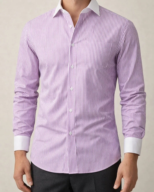 Spring and Summer Business Long-sleeved Men's Fashion White Collar Shirt Large Size Men's Striped Shirt | JRSEE:8044de04-46c3-4225-ba23-5f10b6619840