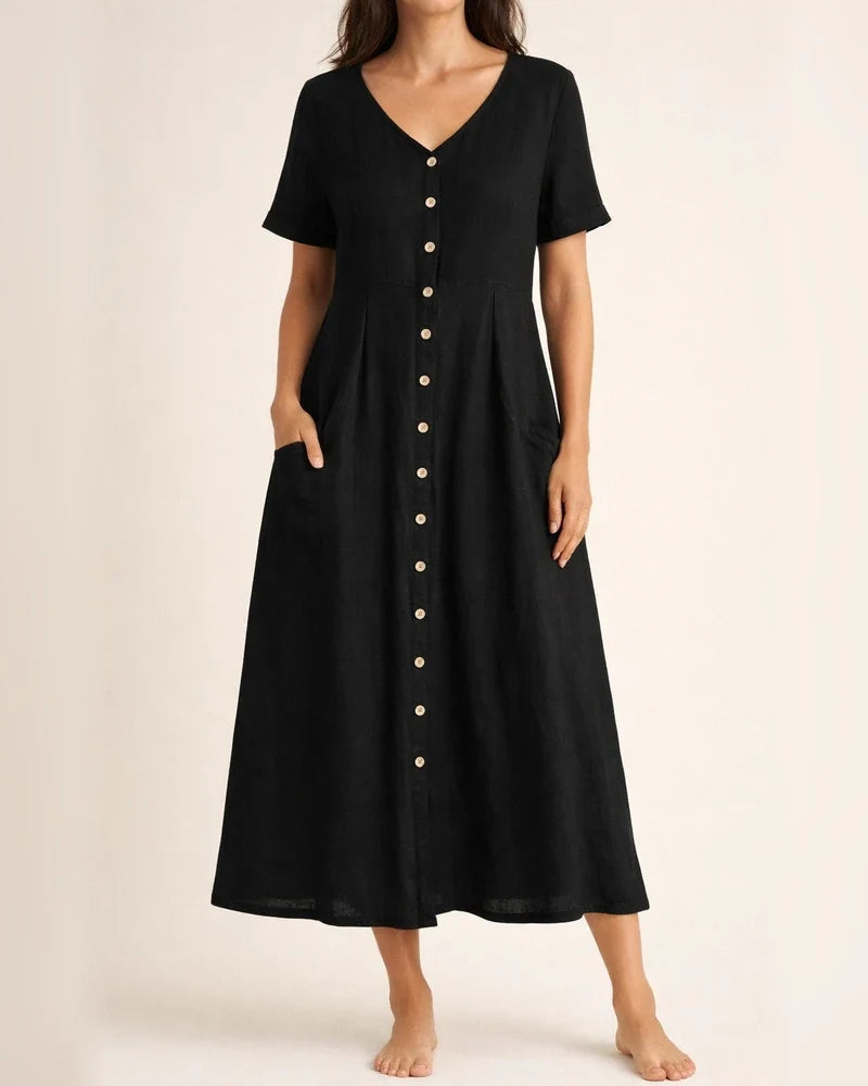 Spring and Summer in Europe and The United States and The United States Solid Color Loose High-waisted Cotton Dresses | JRSEE:b80899b4-acee-4972-a7cd-5f90b3058ea6