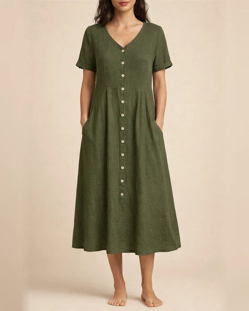 Spring and Summer in Europe and The United States and The United States Solid Color Loose High-waisted Cotton Dresses | JRSEE:7ea10729-74d8-41c1-9ba5-bf21f17dcfc2