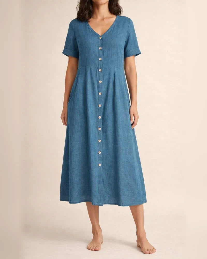 Spring and Summer in Europe and The United States and The United States Solid Color Loose High-waisted Cotton Dresses | JRSEE:0debccc7-7f70-4e72-ad4f-3c7cccf882cc
