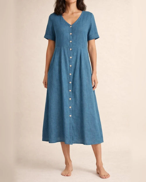Spring and Summer in Europe and The United States and The United States Solid Color Loose High-waisted Cotton Dresses | JRSEE:0debccc7-7f70-4e72-ad4f-3c7cccf882cc