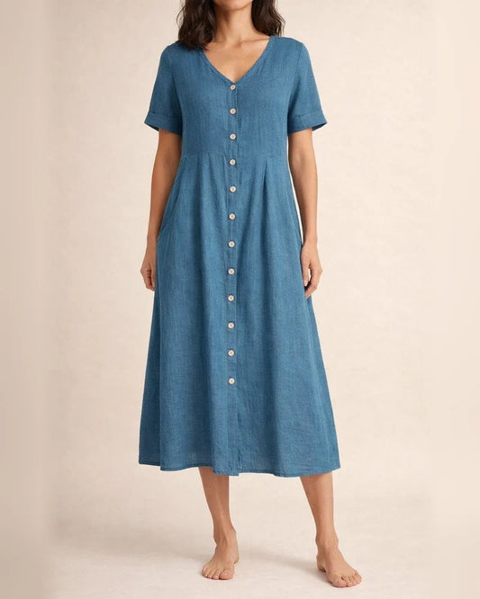 Spring and Summer in Europe and The United States and The United States Solid Color Loose High-waisted Cotton Dresses | JRSEE:0debccc7-7f70-4e72-ad4f-3c7cccf882cc