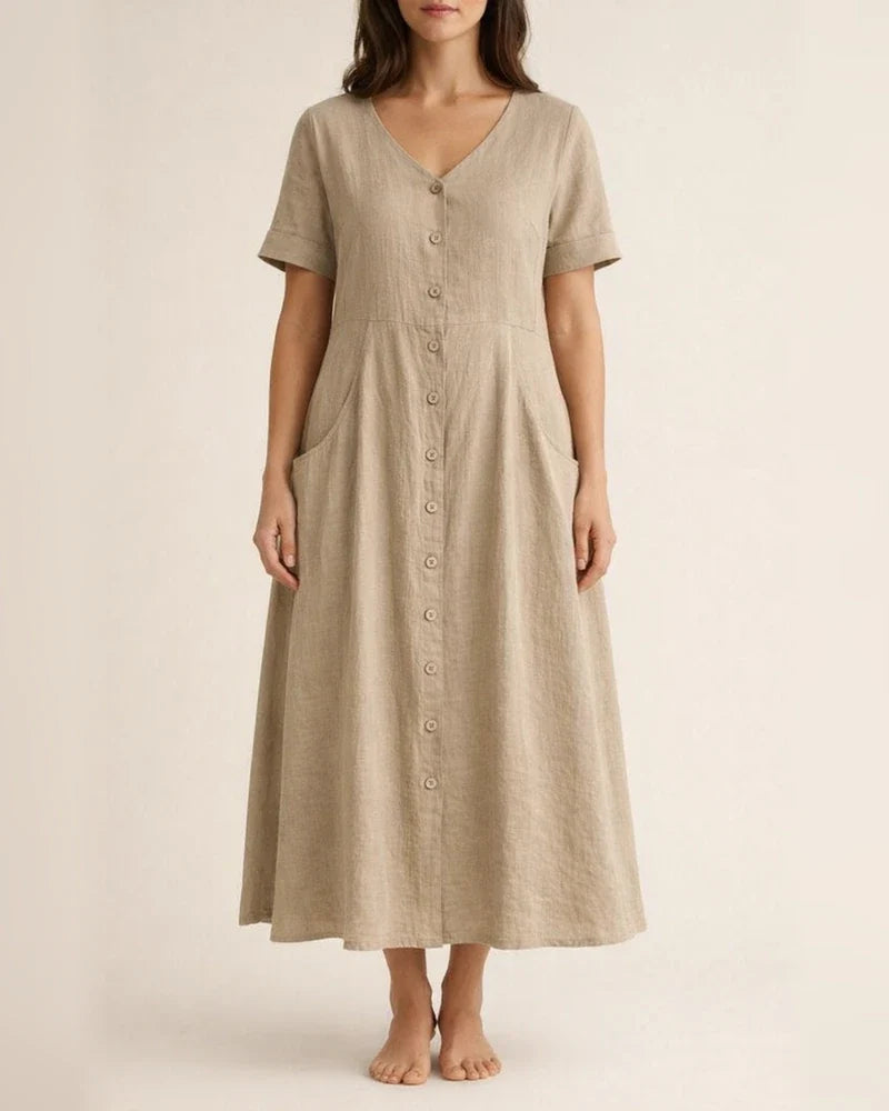 Spring and Summer in Europe and The United States and The United States Solid Color Loose High-waisted Cotton Dresses | JRSEE:15b27152-377b-492f-9734-d475ad8dfa83