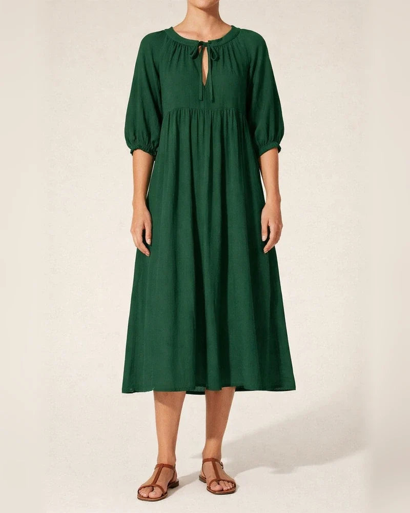 Spring and Summer Loose Casual Women's Lantern Sleeves Tied Rope Plus Size Dresses | JRSEE:3cce73f7-263b-448d-b5de-54e439c6269d