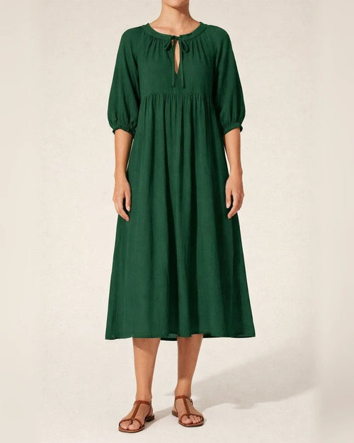 Spring and Summer Loose Casual Women's Lantern Sleeves Tied Rope Plus Size Dresses | JRSEE:3cce73f7-263b-448d-b5de-54e439c6269d