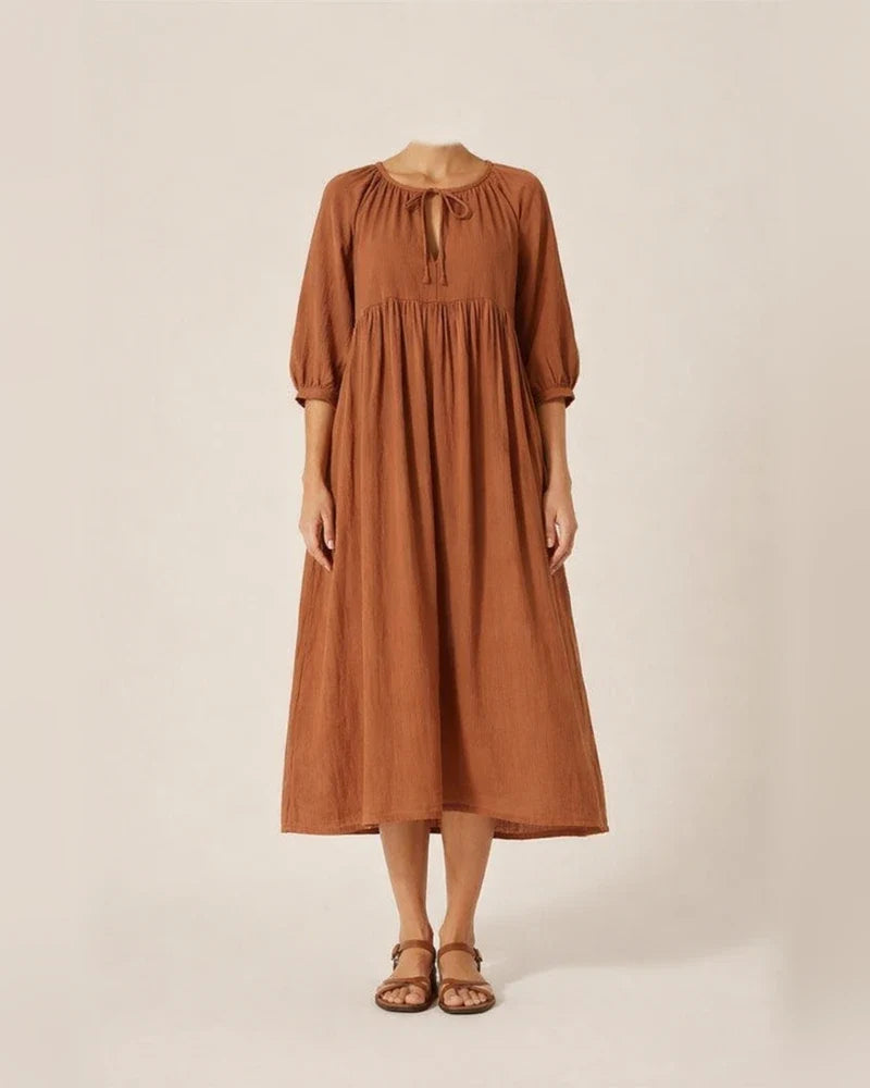 Spring and Summer Loose Casual Women's Lantern Sleeves Tied Rope Plus Size Dresses | JRSEE:5128ed1f-2111-4fde-871c-234ef37ffdf7