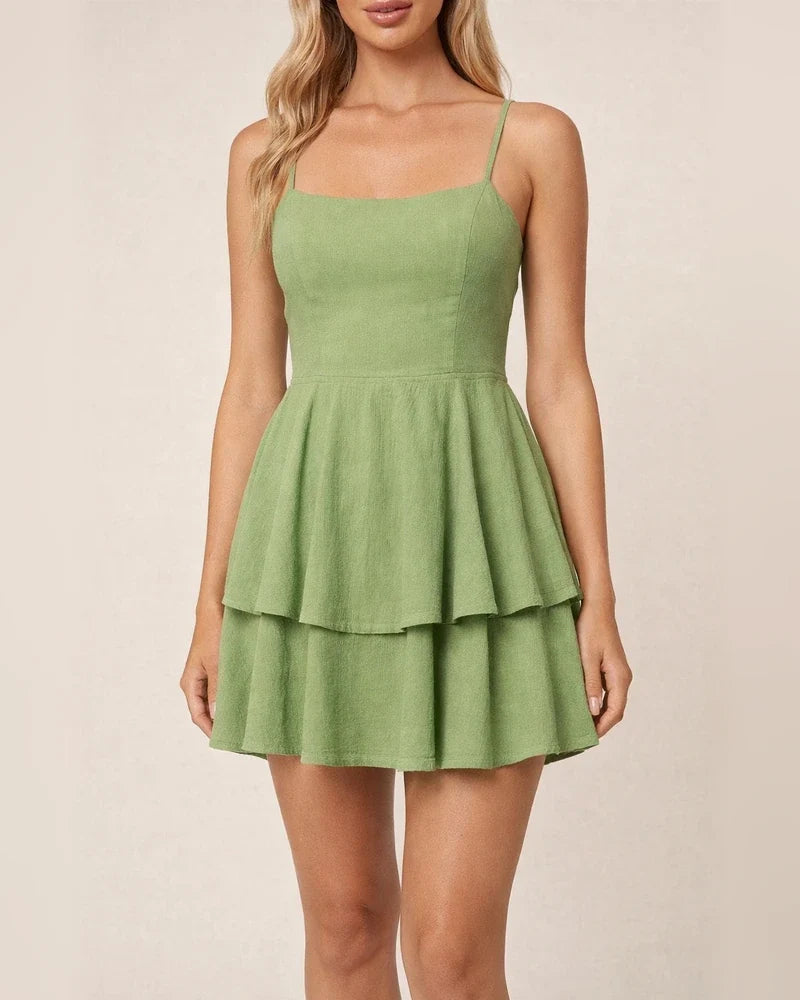Spring and Summer Models Fresh Wind Explosion Sleeveless Backless Bow Tie Short Dress Sexy Halter Dress Solid Color A-line Dress | JRSEE:55fcae91-aed0-4a5e-b8e9-6e6248b19c3d