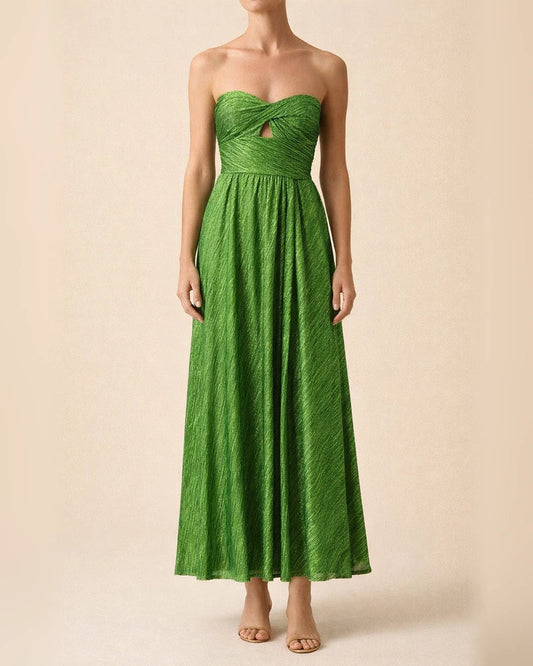 Spring and Summer New Sexy Wrap Hot Gold Party Temperament Elegant Dress Collarless Casual Swing Long Dress Celebrity Wind Dress | JRSEE:bdaa4da2-ea0f-434f-a33a-639203492043