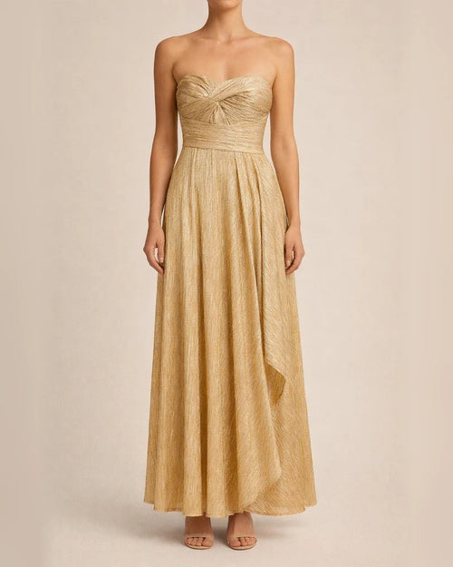 Spring and Summer New Sexy Wrap Hot Gold Party Temperament Elegant Dress Collarless Casual Swing Long Dress Celebrity Wind Dress | JRSEE:8d1cd8d1-f804-4c67-918c-e0129c201c16