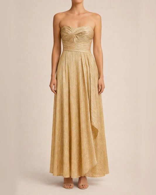 Spring and Summer New Sexy Wrap Hot Gold Party Temperament Elegant Dress Collarless Casual Swing Long Dress Celebrity Wind Dress | JRSEE:8d1cd8d1-f804-4c67-918c-e0129c201c16