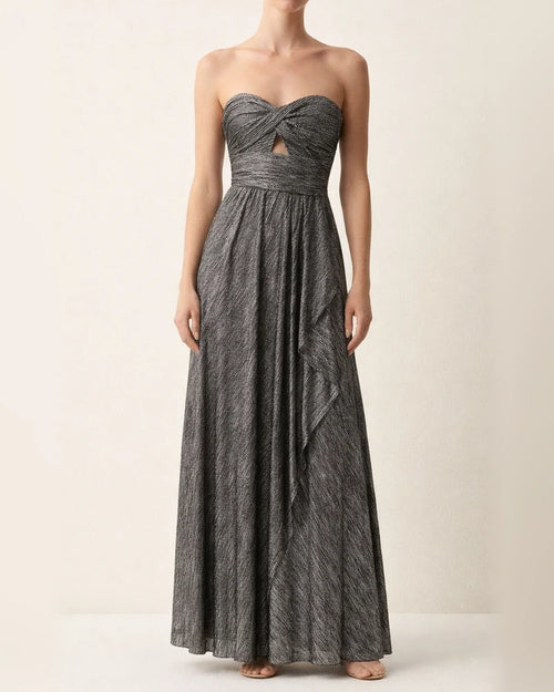 Spring and Summer New Sexy Wrap Hot Gold Party Temperament Elegant Dress Collarless Casual Swing Long Dress Celebrity Wind Dress | JRSEE:37afa1ea-605b-4148-842d-c92106a811f5