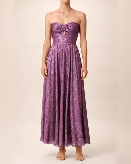 Spring and Summer New Sexy Wrap Hot Gold Party Temperament Elegant Dress Collarless Casual Swing Long Dress Celebrity Wind Dress | JRSEE:8bdcdba4-9939-497a-b2f0-335849784f5b