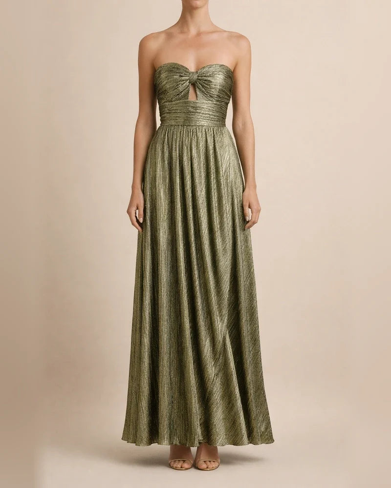 Spring and Summer New Sexy Wrap Hot Gold Party Temperament Elegant Dress Collarless Casual Swing Long Dress Celebrity Wind Dress | JRSEE:af3a2525-568f-46eb-b517-d43a6887ab30