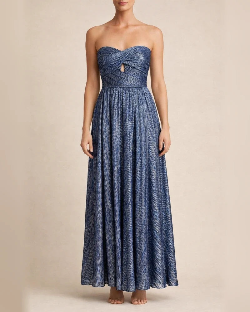 Spring and Summer New Sexy Wrap Hot Gold Party Temperament Elegant Dress Collarless Casual Swing Long Dress Celebrity Wind Dress | JRSEE:a43310e0-395e-48bf-9846-cade540be509