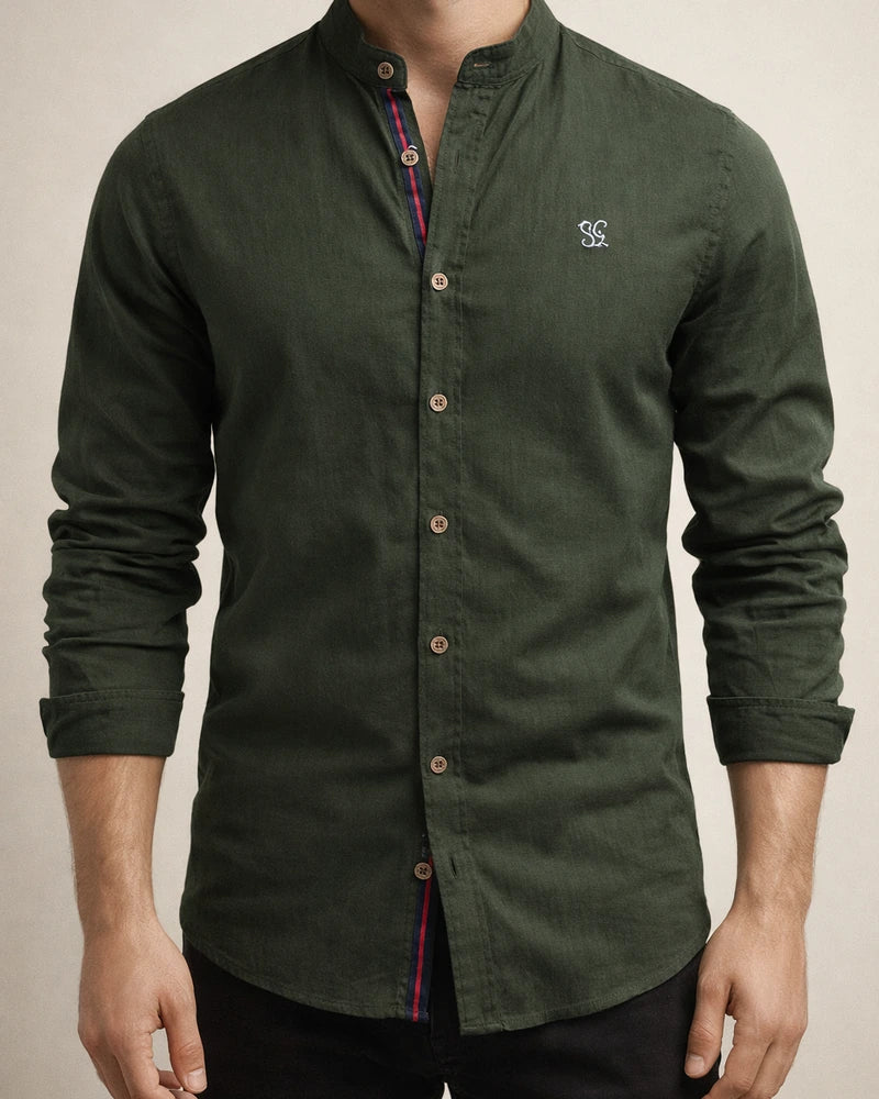 Spring and Summer Slim Shirt Men's Cotton and Linen Casual Fashion Business Solid Color Long-sleeved Shirt | JRSEE:1d7763c4-b297-46e9-93f3-96c4075fce07