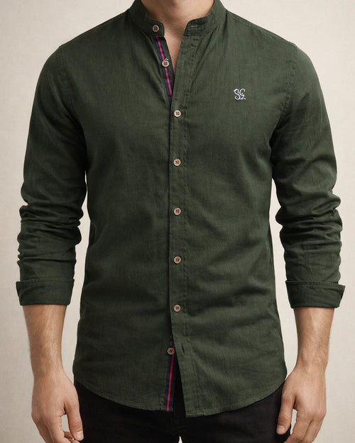 Spring and Summer Slim Shirt Men's Cotton and Linen Casual Fashion Business Solid Color Long-sleeved Shirt | JRSEE:1d7763c4-b297-46e9-93f3-96c4075fce07