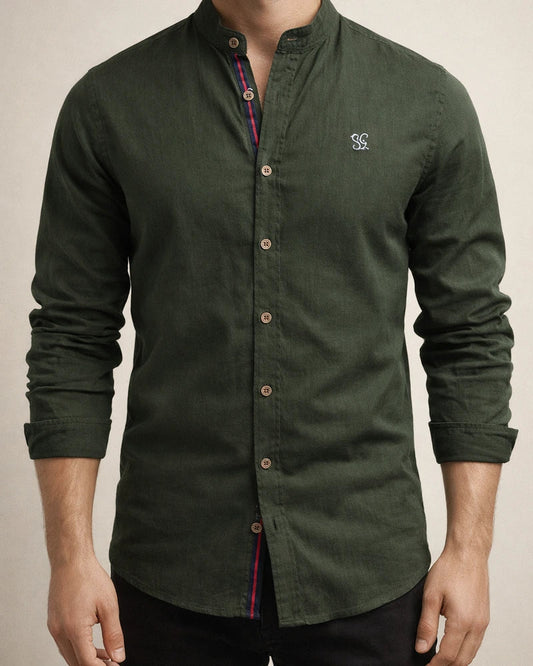 Spring and Summer Slim Shirt Men's Cotton and Linen Casual Fashion Business Solid Color Long-sleeved Shirt | JRSEE:1d7763c4-b297-46e9-93f3-96c4075fce07
