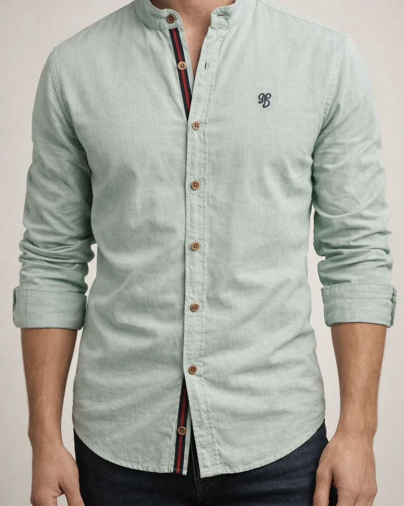 Spring and Summer Slim Shirt Men's Cotton and Linen Casual Fashion Business Solid Color Long-sleeved Shirt | JRSEE:a78dabe5-ecbb-4cbd-bd4e-f8e4d01ed792