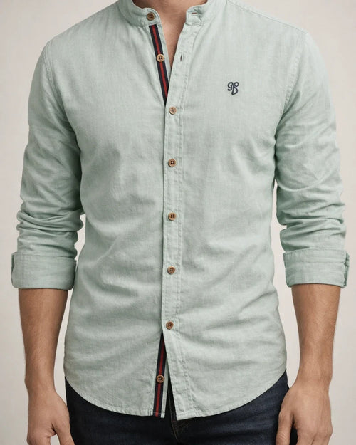 Spring and Summer Slim Shirt Men's Cotton and Linen Casual Fashion Business Solid Color Long-sleeved Shirt | JRSEE:a78dabe5-ecbb-4cbd-bd4e-f8e4d01ed792