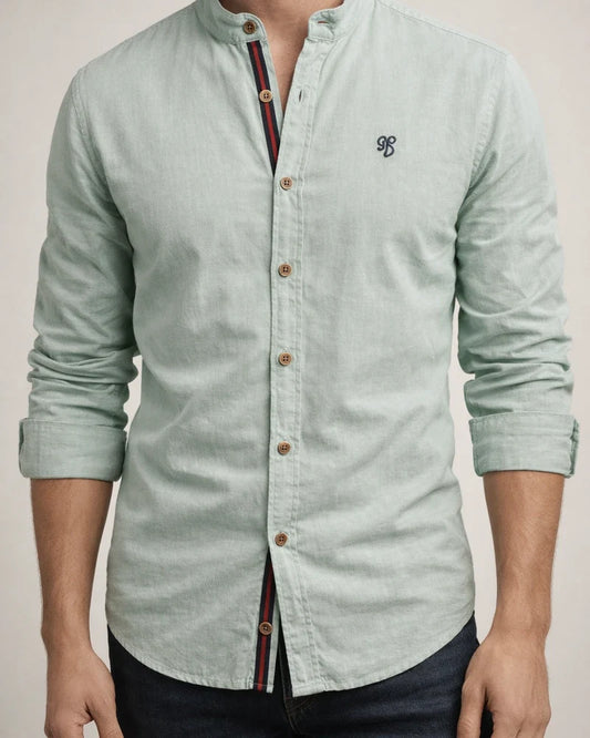 Spring and Summer Slim Shirt Men's Cotton and Linen Casual Fashion Business Solid Color Long-sleeved Shirt | JRSEE:a78dabe5-ecbb-4cbd-bd4e-f8e4d01ed792