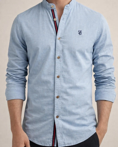 Spring and Summer Slim Shirt Men's Cotton and Linen Casual Fashion Business Solid Color Long-sleeved Shirt | JRSEE:7bebb368-5b97-4d7a-a9c9-62398c93f478