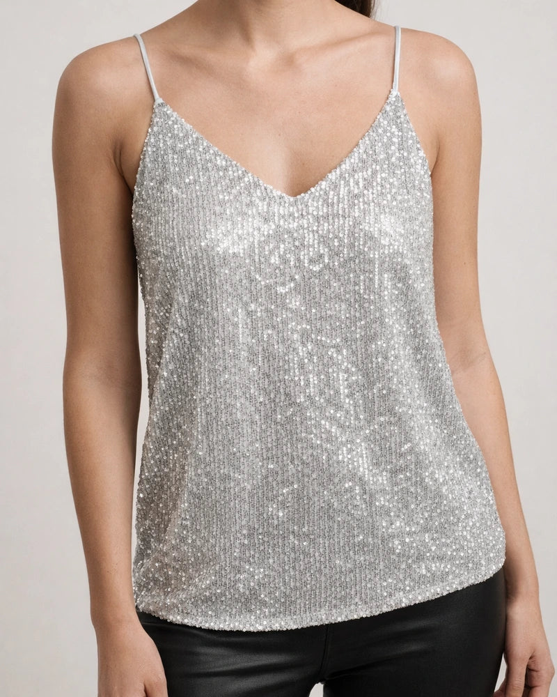 Spring and Summer Women's New V-neck Blouse Hot Gold Piece of Halter Casual Sexy Tank Tops | JRSEE:44255a34-39f5-41c0-b98e-a9379672d652