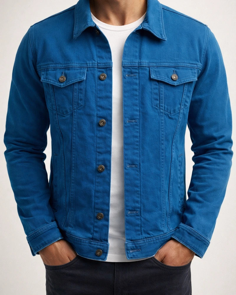 Spring, Autumn and Winter Men's Jacket Denim Slim Workwear Solid Color Shirt Coat | JRSEE:80a59fb1-f841-480d-8190-5d154b73605c