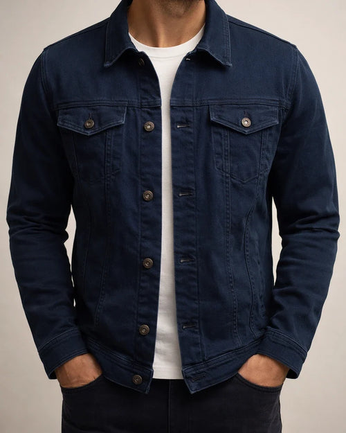 Spring, Autumn and Winter Men's Jacket Denim Slim Workwear Solid Color Shirt Coat | JRSEE:b2b63fff-ddad-41d2-a833-3a5c2d24b995