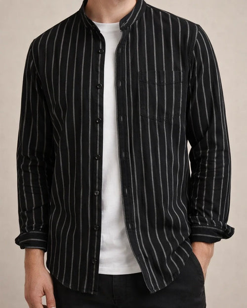 Spring Fall Casual Striped Long-Sleeve Cotton-Linen Men's Shirt | JRSEE:2578ce89-bd8c-426c-8ea5-17ddddde1cf1