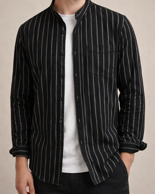 Spring Fall Casual Striped Long-Sleeve Cotton-Linen Men's Shirt | JRSEE:2578ce89-bd8c-426c-8ea5-17ddddde1cf1