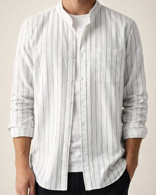 Spring Fall Casual Striped Long-Sleeve Cotton-Linen Men's Shirt | JRSEE:5d7444ef-6639-46a8-9328-ca08a18eefe9