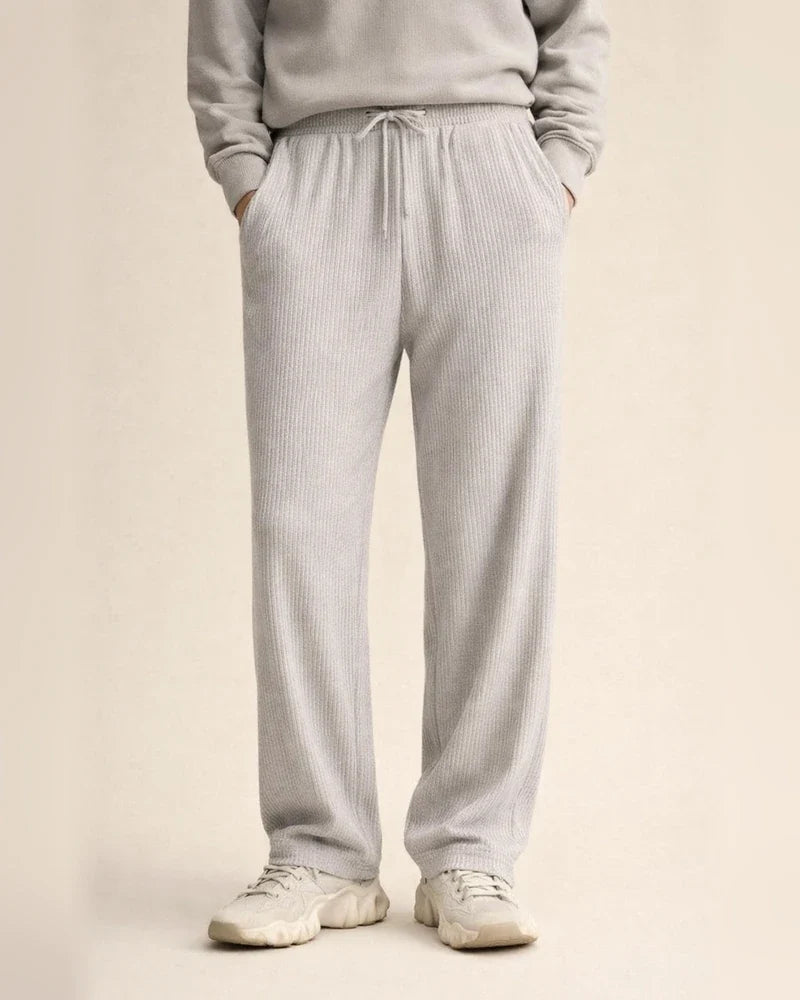 Spring/Fall Jacquard Striped Wide-Leg Men's Pants - Casual Relaxed Fit Corduroy Drawstring Straight Leg Trousers | JRSEE:c048aeb3-e3bf-4c80-acab-cf8542a3ae24