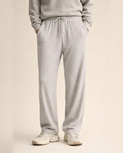 Spring/Fall Jacquard Striped Wide-Leg Men's Pants - Casual Relaxed Fit Corduroy Drawstring Straight Leg Trousers | JRSEE:c048aeb3-e3bf-4c80-acab-cf8542a3ae24