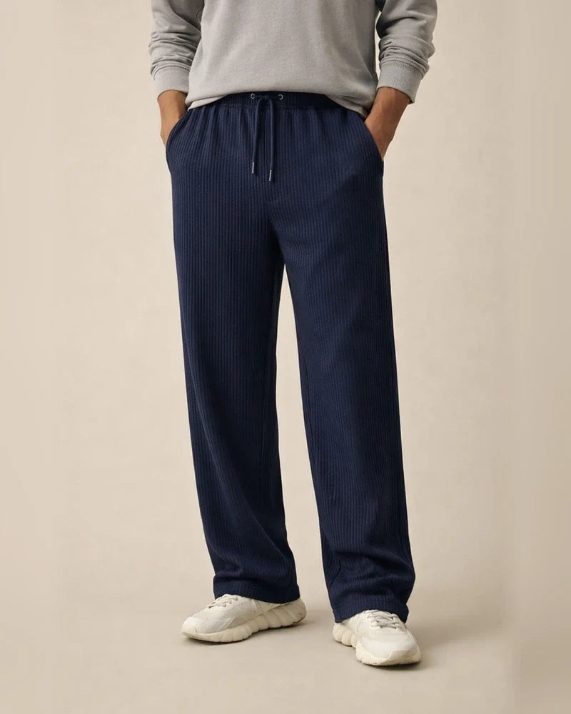 Spring/Fall Jacquard Striped Wide-Leg Men's Pants - Casual Relaxed Fit Corduroy Drawstring Straight Leg Trousers | JRSEE:1514c70b-c4c2-400b-8973-b36833da4818