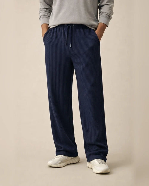 Spring/Fall Jacquard Striped Wide-Leg Men's Pants - Casual Relaxed Fit Corduroy Drawstring Straight Leg Trousers | JRSEE:1514c70b-c4c2-400b-8973-b36833da4818
