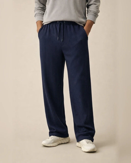 Spring/Fall Jacquard Striped Wide-Leg Men's Pants - Casual Relaxed Fit Corduroy Drawstring Straight Leg Trousers | JRSEE:1514c70b-c4c2-400b-8973-b36833da4818