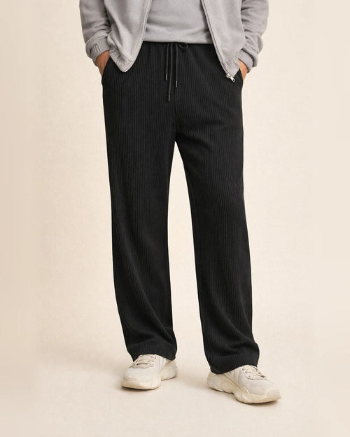 Spring/Fall Jacquard Striped Wide-Leg Men's Pants - Casual Relaxed Fit Corduroy Drawstring Straight Leg Trousers | JRSEE:23ac48b4-bfba-40d6-ae25-417e0cd7cacf
