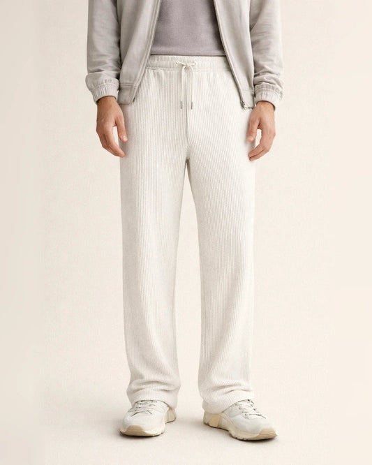 Spring/Fall Jacquard Striped Wide-Leg Men's Pants - Casual Relaxed Fit Corduroy Drawstring Straight Leg Trousers | JRSEE:69909514-0bea-4e70-9f63-713e8b313ab2