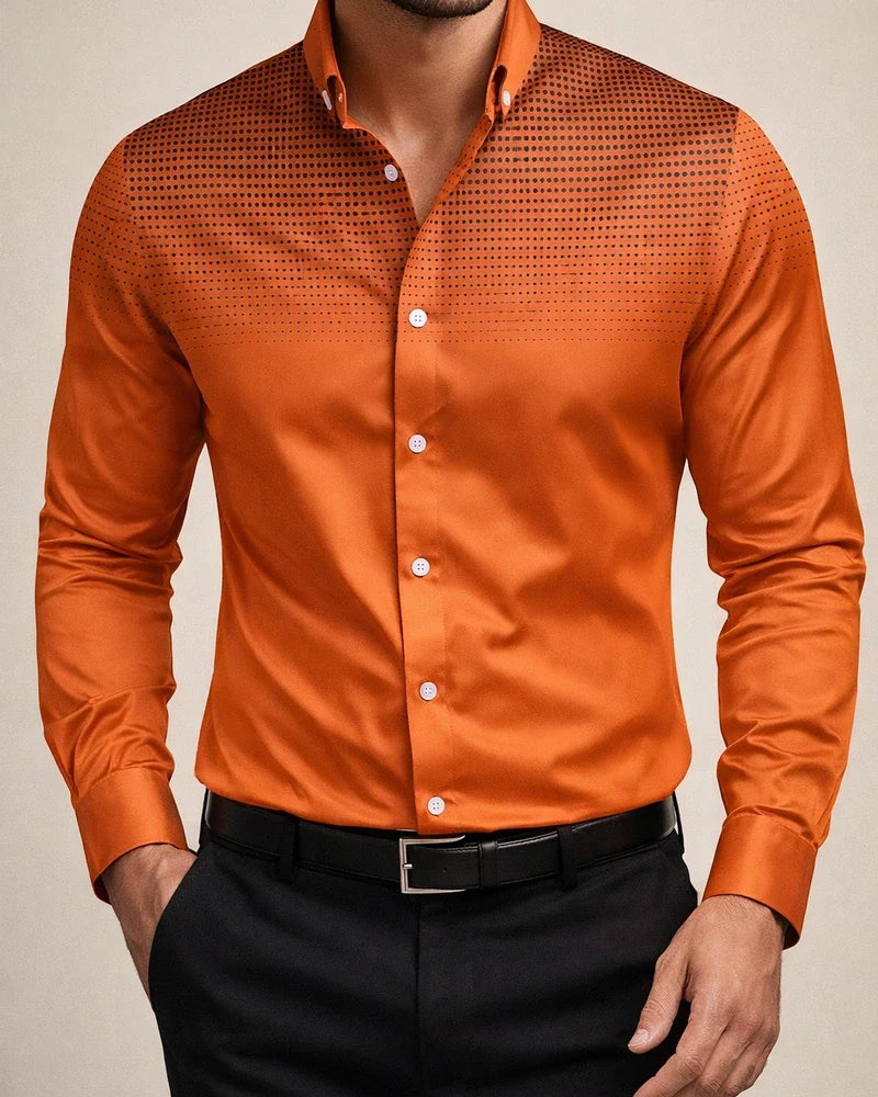 Spring/Fall New Arrival Men's Polka Dot Print Casual Stand-up Collar Long Sleeve Shirt | JRSEE:78e9095a-0a5c-4f54-a19c-1672b6ce1eaa