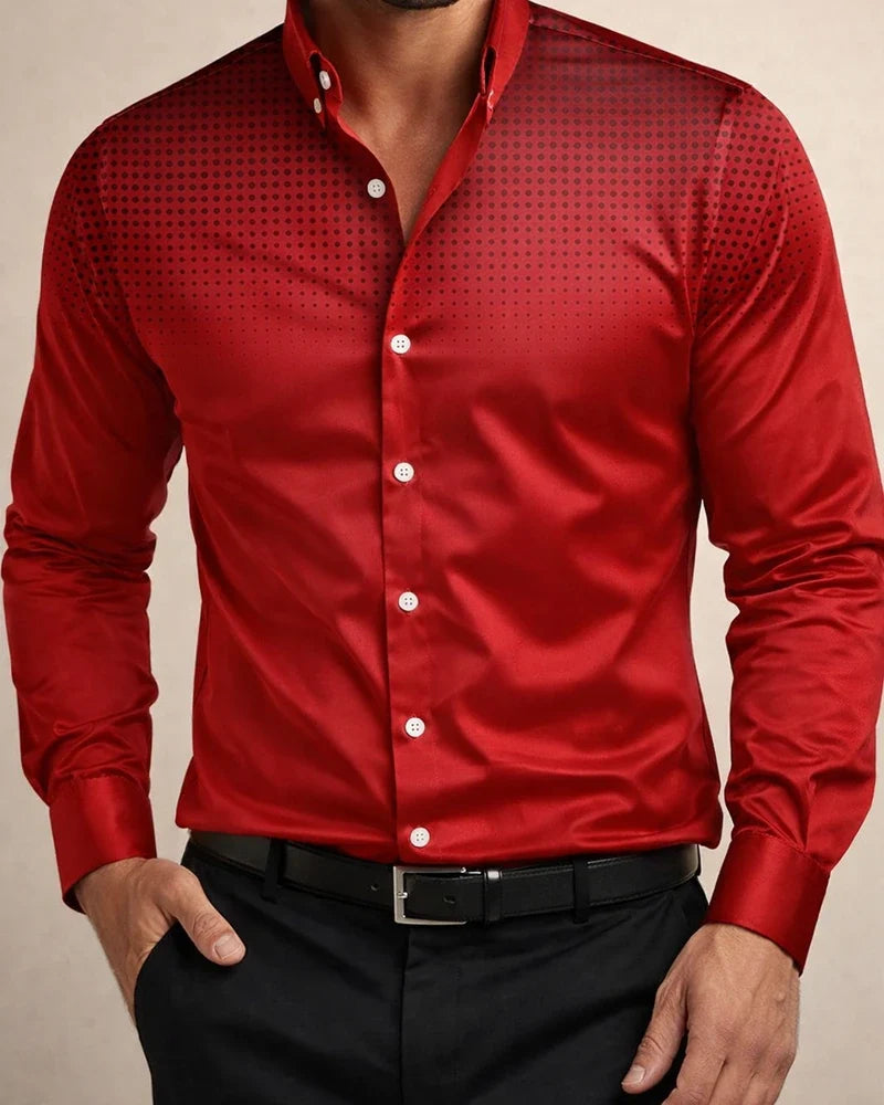 Spring/Fall New Arrival Men's Polka Dot Print Casual Stand-up Collar Long Sleeve Shirt | JRSEE:2c6655b4-815d-415a-ac1f-cc1decf83db7