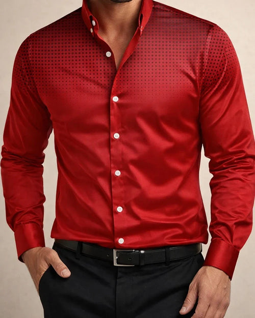 Spring/Fall New Arrival Men's Polka Dot Print Casual Stand-up Collar Long Sleeve Shirt | JRSEE:2c6655b4-815d-415a-ac1f-cc1decf83db7
