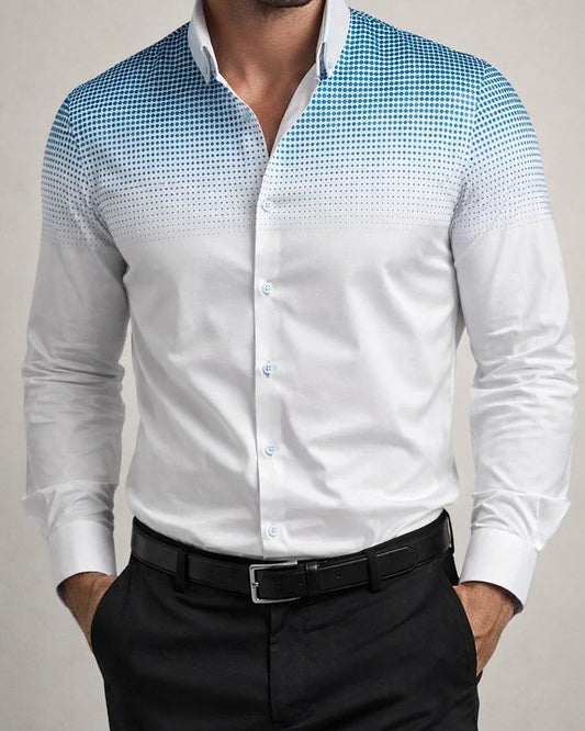 Spring/Fall New Arrival Men's Polka Dot Print Casual Stand-up Collar Long Sleeve Shirt | JRSEE:c73edcd4-cfe3-4adc-9115-5d682470f1da