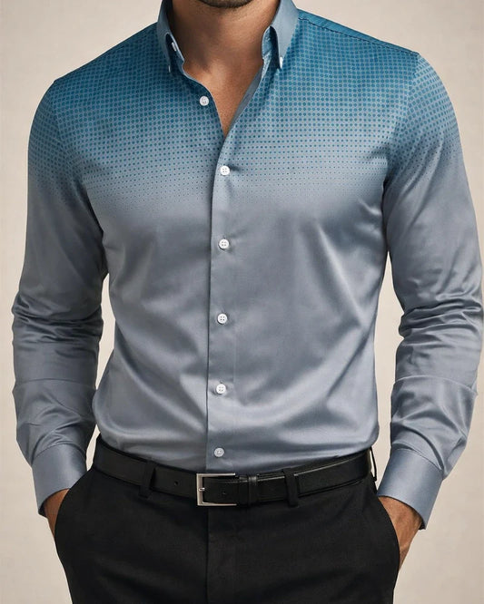Spring/Fall New Arrival Men's Polka Dot Print Casual Stand-up Collar Long Sleeve Shirt | JRSEE:23ba5916-5b90-4b71-b376-4f8961e0bbd2