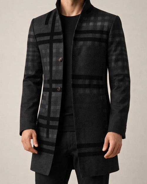 Spring Men's New Casual Printed Woolen Mid-Length Coat Men's Woolen Jacket | JRSEE:86c1da9f-f708-4990-b8db-3e9c84f36df2