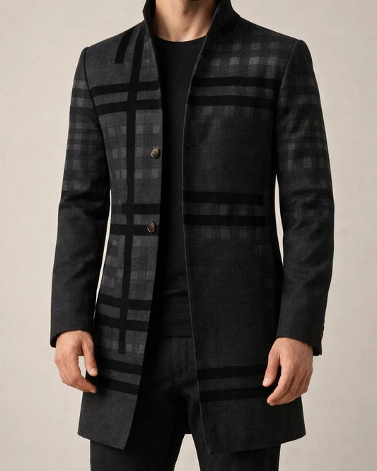 Spring Men's New Casual Printed Woolen Mid-Length Coat Men's Woolen Jacket | JRSEE:86c1da9f-f708-4990-b8db-3e9c84f36df2