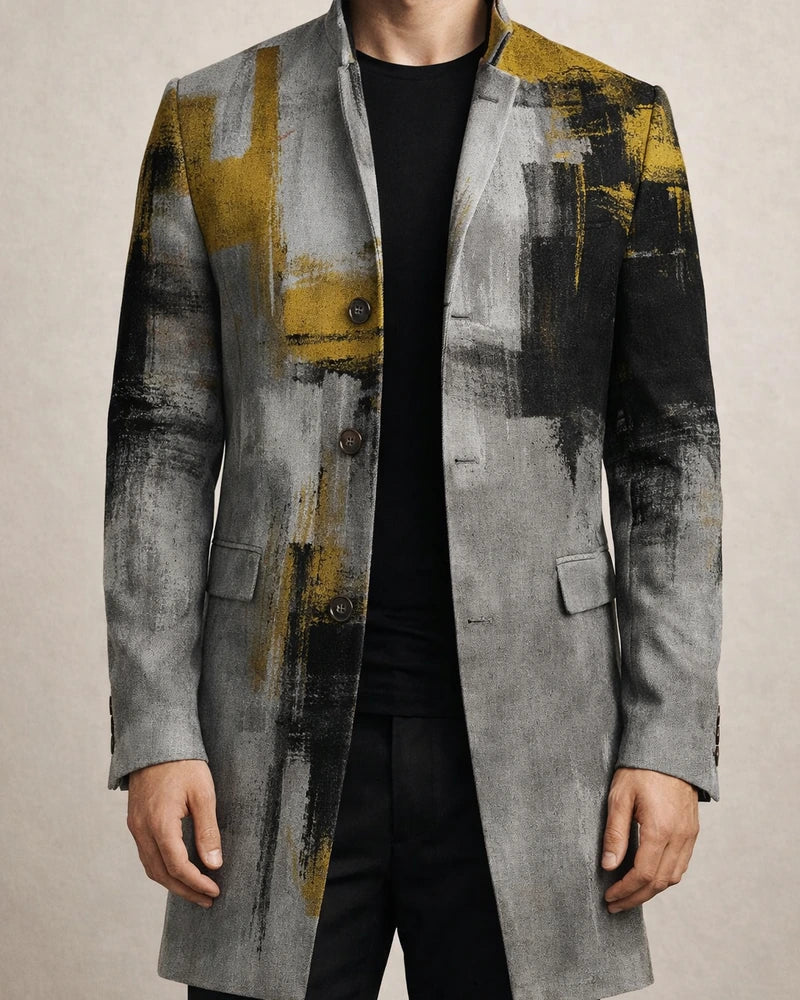 Spring Men's New Casual Printed Woolen Mid-Length Coat Men's Woolen Jacket | JRSEE:7c56b5eb-e648-4e72-b359-f2d66b5e0e06