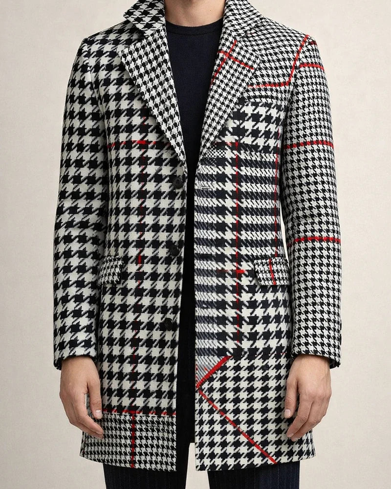 Spring Men's New Casual Printed Woolen Mid-Length Coat Men's Woolen Jacket | JRSEE:e9a49a9a-8578-4bf5-871f-bf9c84b76be3
