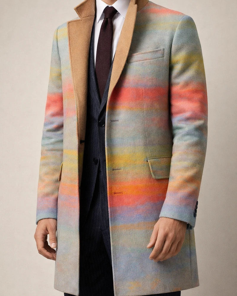 Spring Men's New Casual Printed Woolen Mid-Length Coat Men's Woolen Jacket | JRSEE:e04af00a-e648-4fc4-a5c6-8f0df86cb005