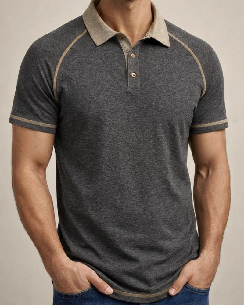 Spring Men's Short-sleeved Lapel Henry T-shirt Men's POLO Bottoming Shirt | JRSEE:3c53afd4-da75-4445-aaeb-3de05640de43
